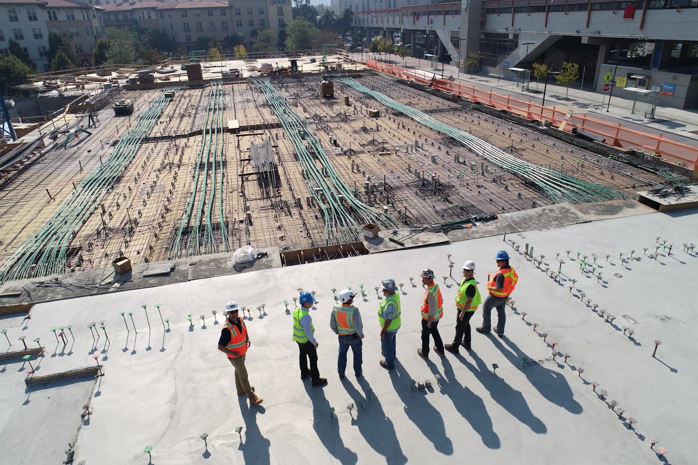 Construction crew working on a job site